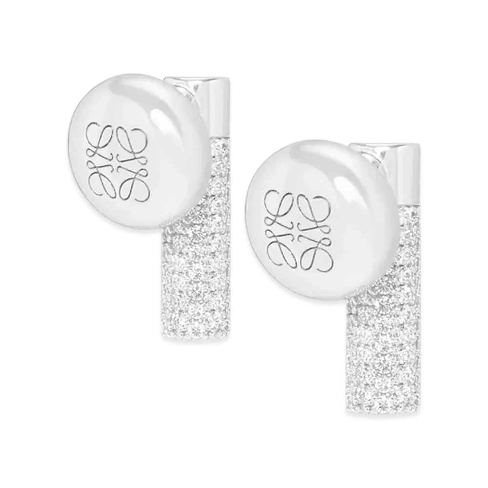 LOEWE Pebble Studs Earrings "Silver/White"