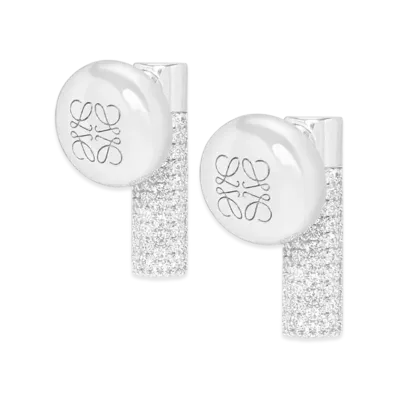 LOEWE Pebble Studs Earrings "Silver/White"