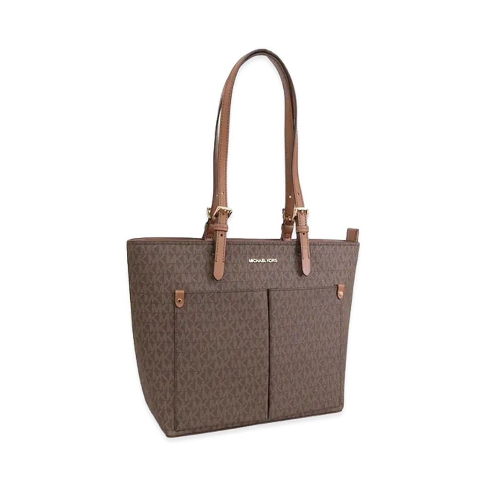 MICHAEL KORS Women's Jet Set Travel MD Dbl Pocket Tote "Brown"