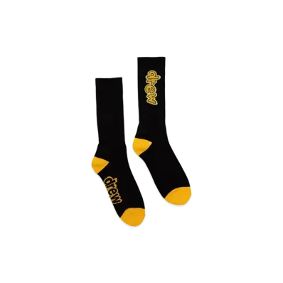 drew house 2 pack cartoon font socks "Black White"