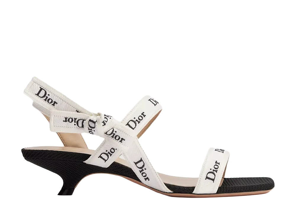 Dior Women's J'Adior Straps Sandal Embroidered Cotton "Black"