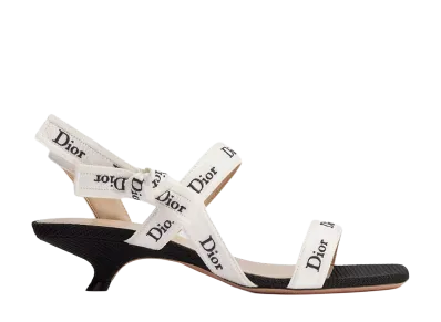 Dior Women's J'Adior Straps Sandal Embroidered Cotton "Black"