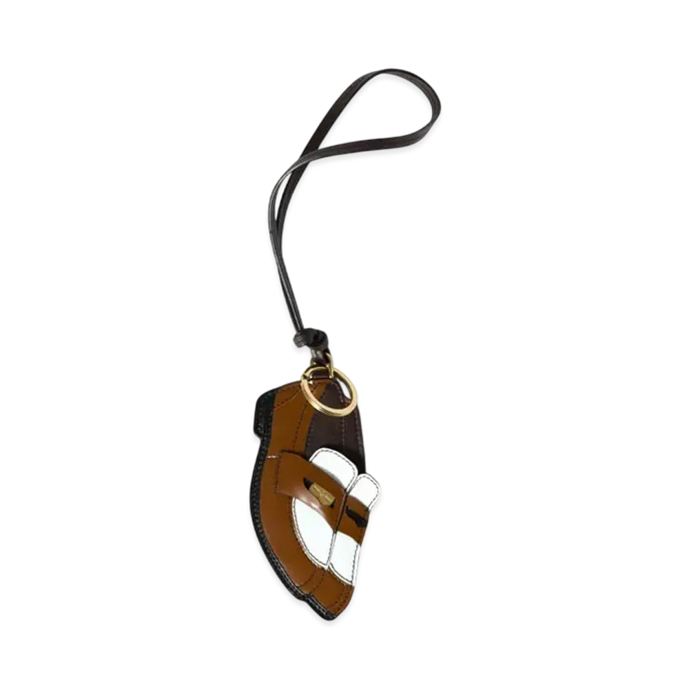 MIUMIU Penny Loafer Leather Keychain Trick "Brown/White"