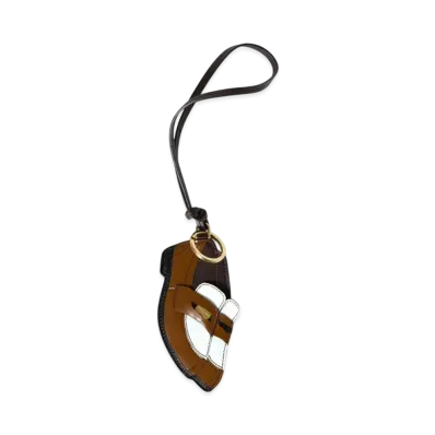 MIUMIU Penny Loafer Leather Keychain Trick "Brown/White"