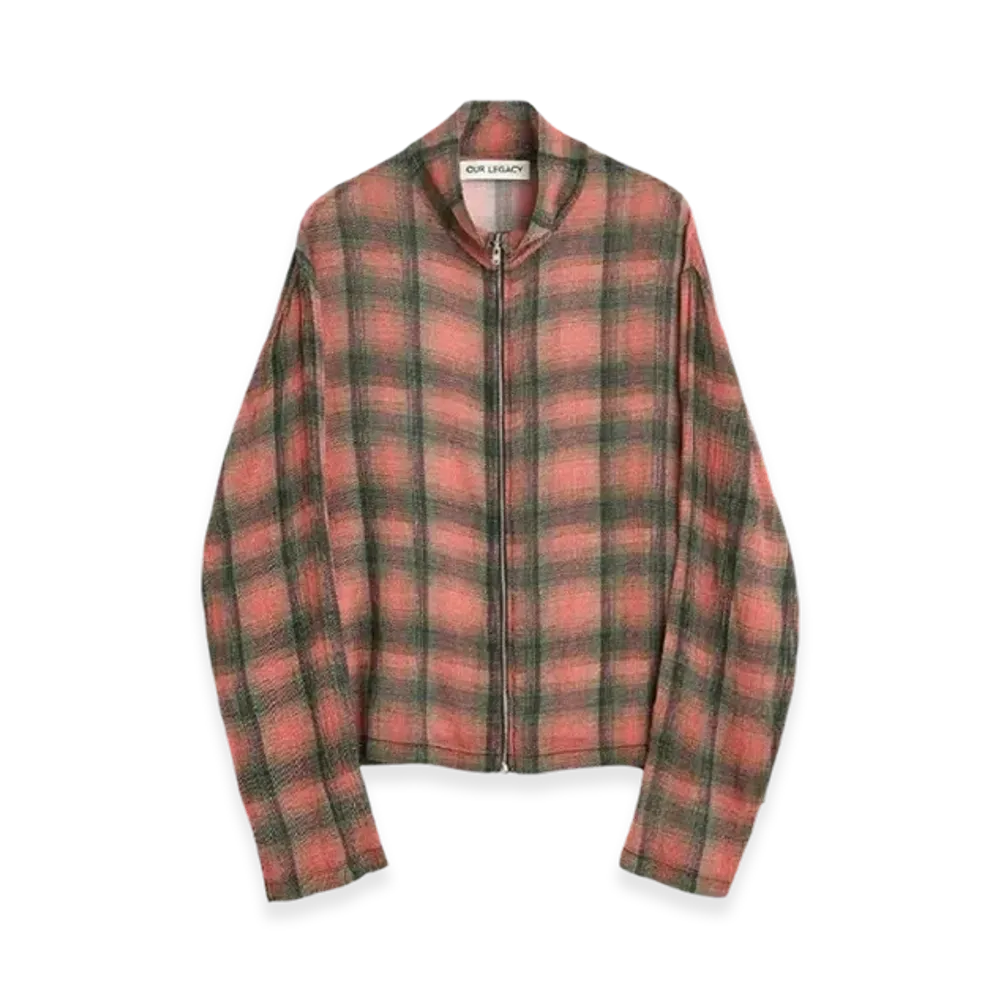 OUR LEGACY Shrunken Full zip Polo Jacket "Big Lumbercheck Print"