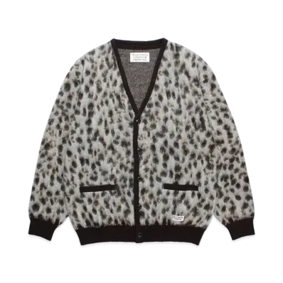 WACKO MARIA Leopard Mohair Knit Jacquard Cardigan "White"