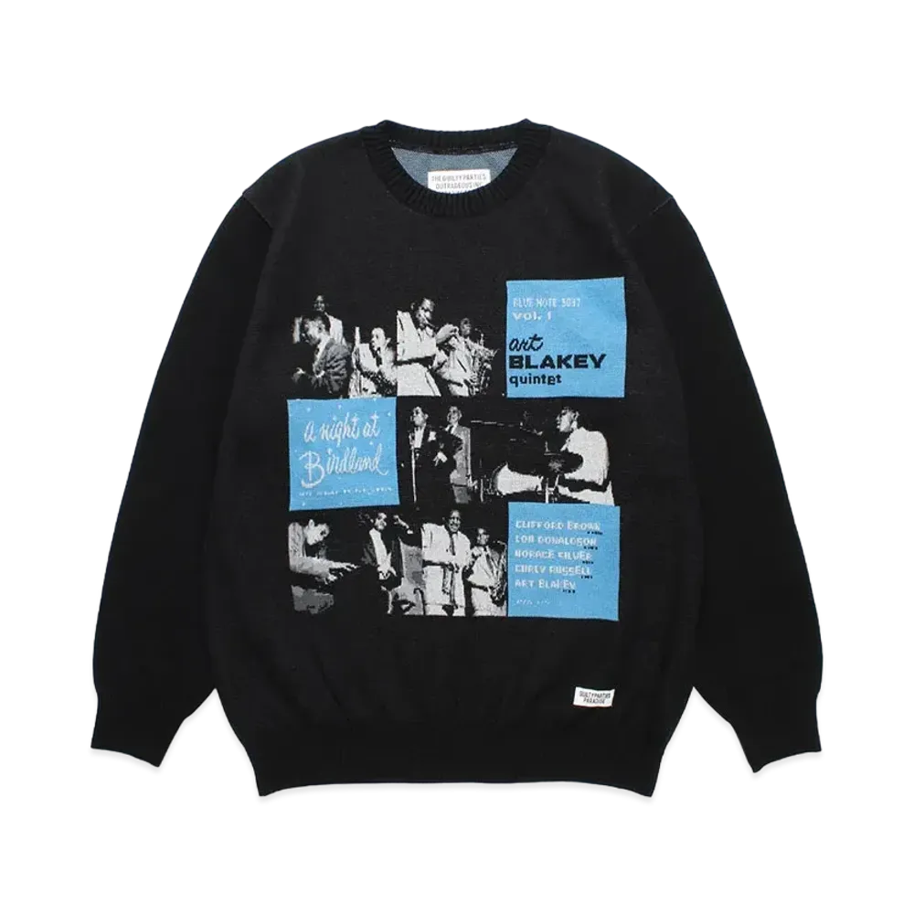 WACKO MARIA BLUE NOTE Jacquard Knit Sweater "Black"