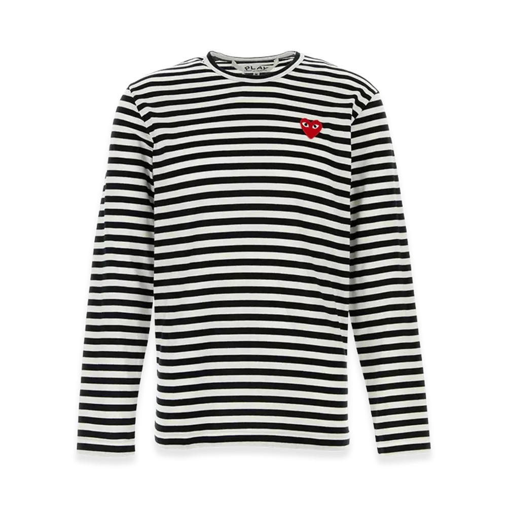 PLAY COMME des GARCONS Embroidered Cotton Long Sleeve T-Shirt "Black/White"