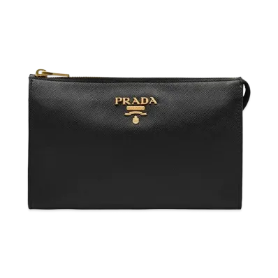 PRADA Saffiano Leather Clutch "Black"