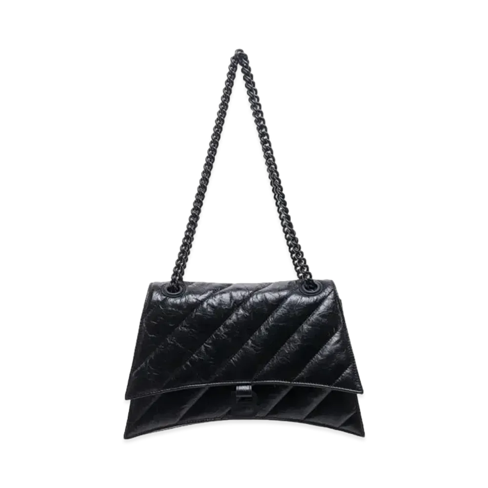 BALENCIAGA Crush Medium Chain Bag Quilted "Black"