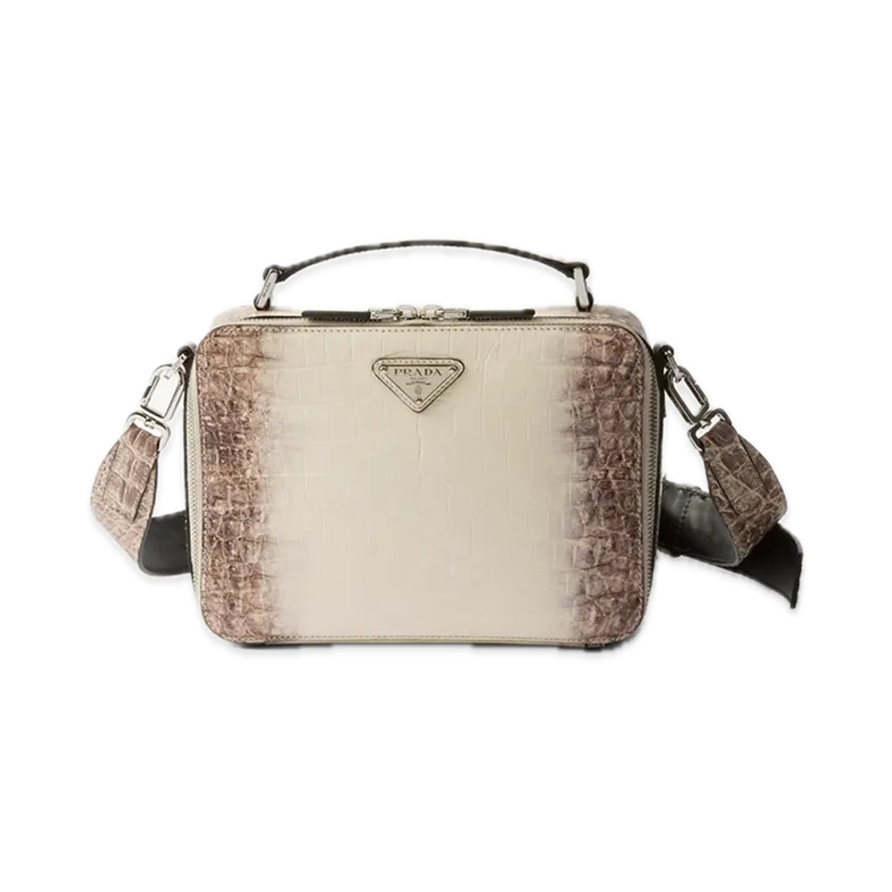 PRADA Brique Crocodile Leather Bag "White"