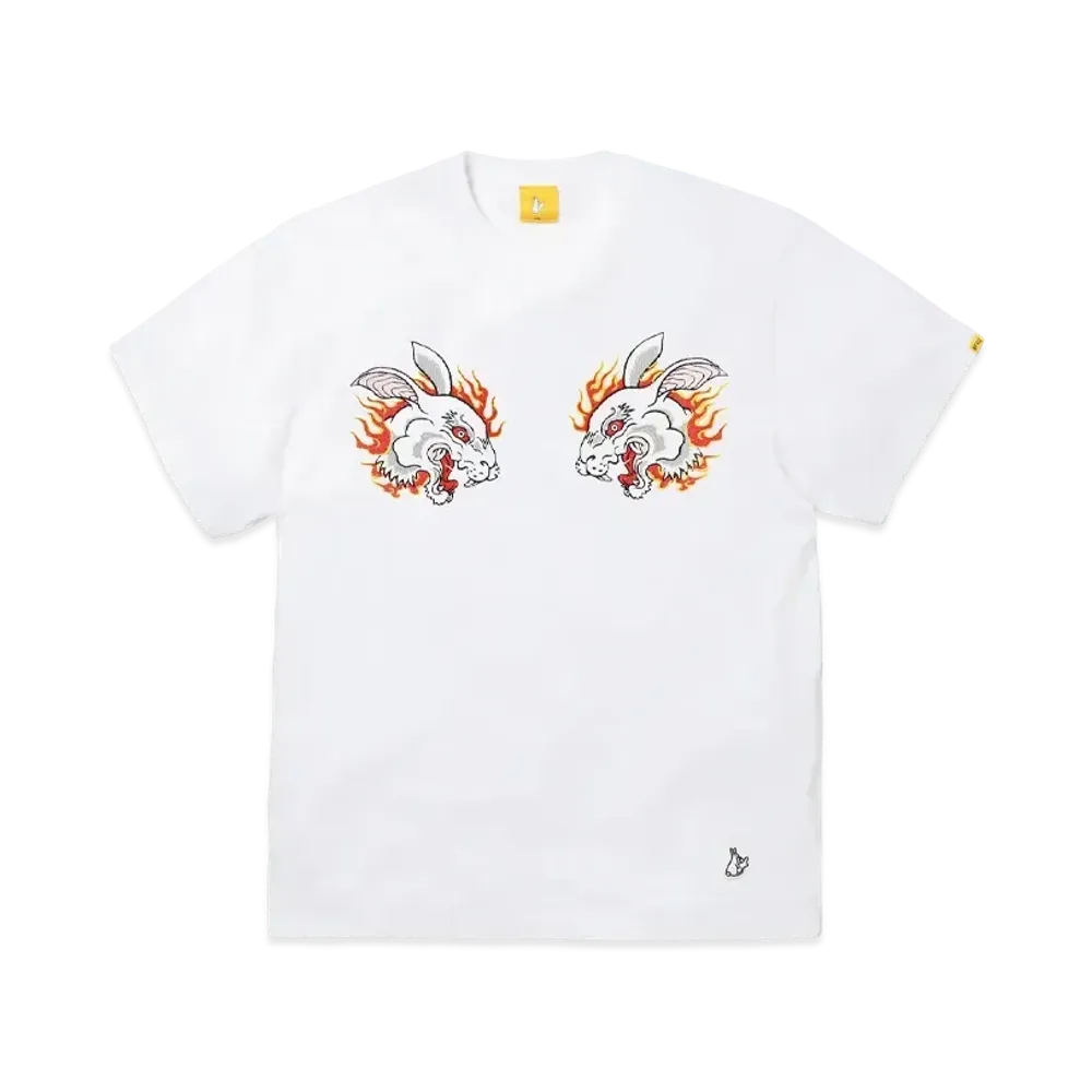 FR2 Rabbits Face Embroidery T-shirt "White"