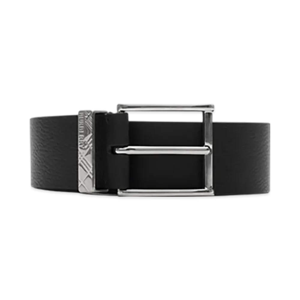 Burberry Leather Engraved Check Belt "Black"