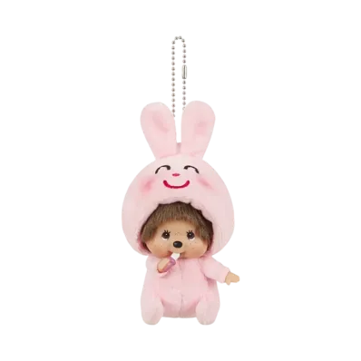 Sekiguchi Irasutoya x Monchhichi Kao-deka SS Keychain Rabbit