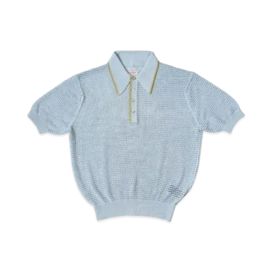 KAPITAL 12G Mesh Knit Carol Polo "Sax"
