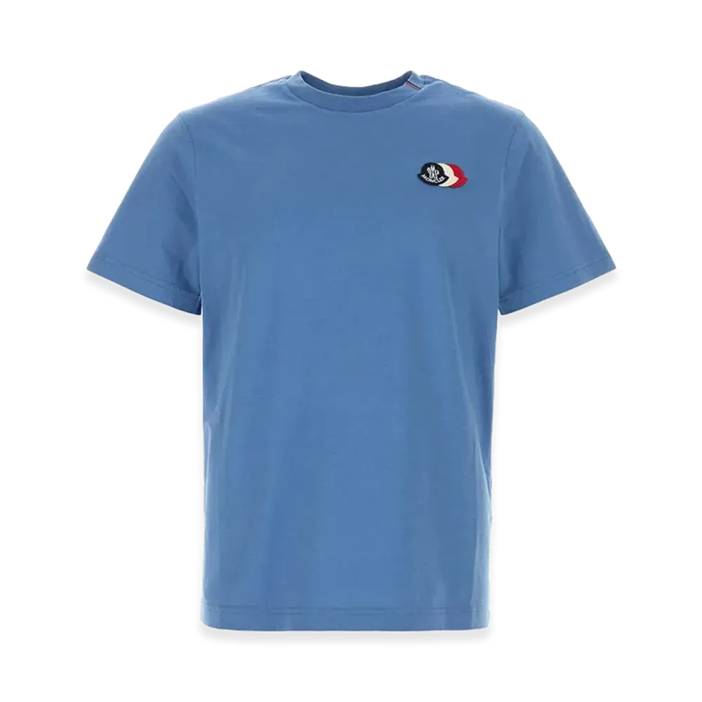 MONCLER Cotton T-Shirt "Cerulean Blue"