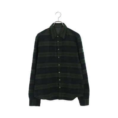Chrome Hearts Reversible Nylon Cross Ball Button Check L/S Shirt "Green/Black"
