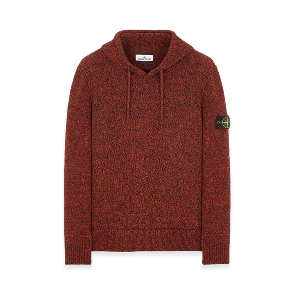 Stone Island 559A4 Three-Color Mouline Lambswool Hooded Knit - 23FW "Lobster Red"