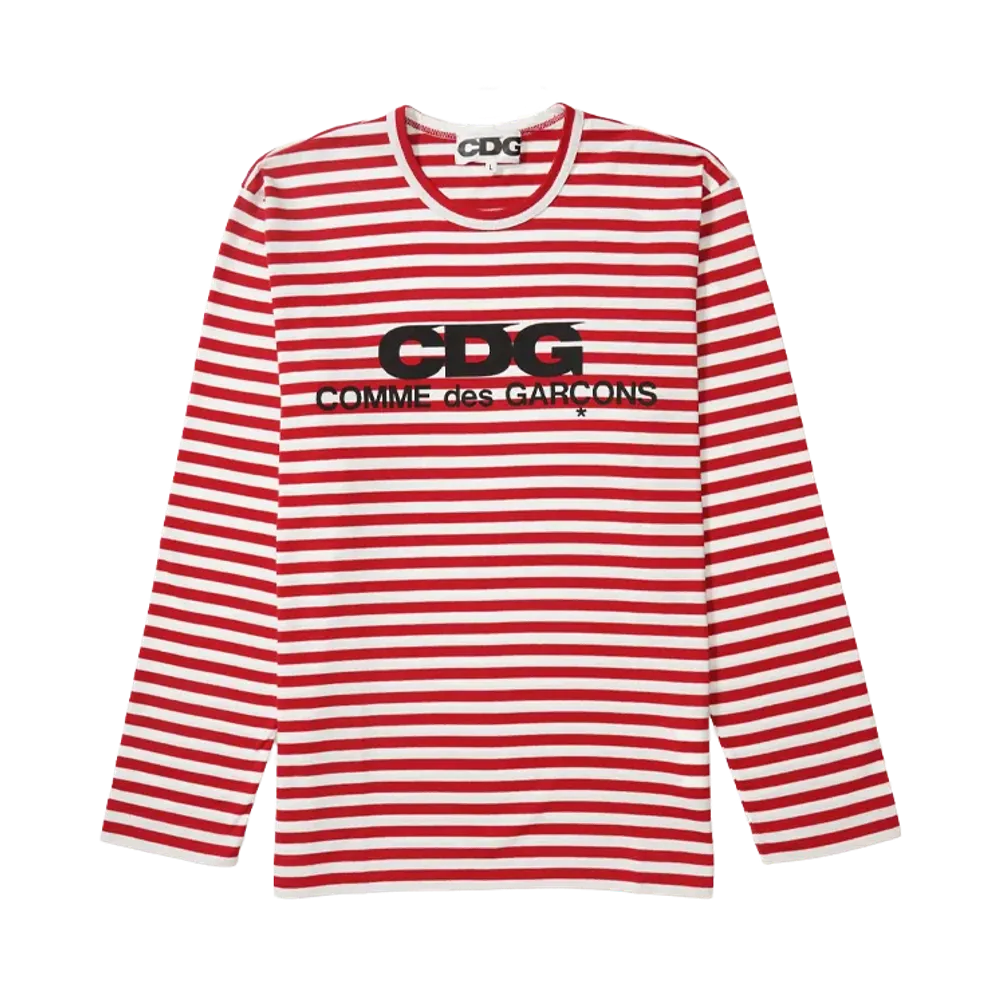 COMME des GARCONS CDG Long Sleeve T-Shirt / Stripe "Red"