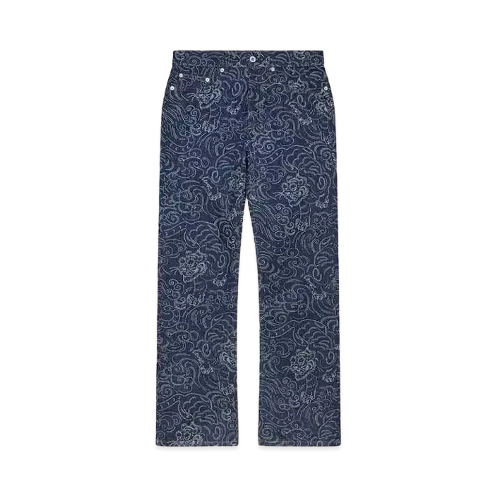 KENZO 'Star Tiger' BARA Cropped Jeans in Japanese Denim "Rinse Blue Denim"