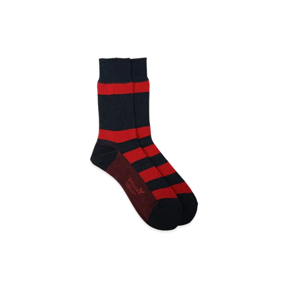 Ground Y Cotton Acrylic Border Socks "Black"