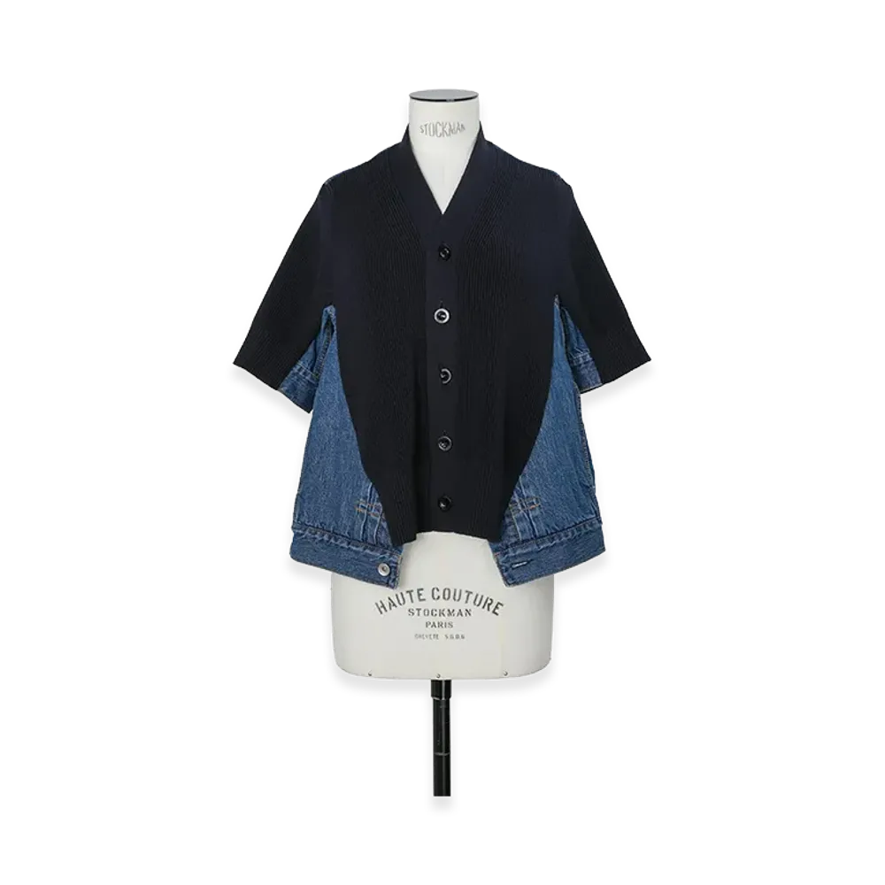 sacai Women's Denim x Knit Cardigan "Navy/Blue"