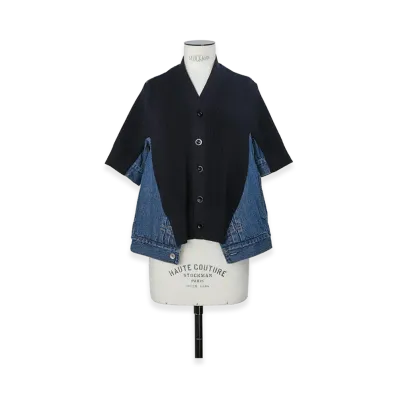 sacai Women's Denim x Knit Cardigan "Navy/Blue"