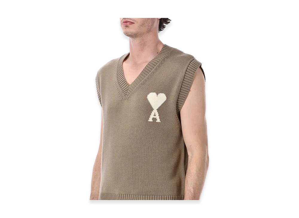AMI PARIS Wool/Cotton Sleeveless Ami De Coeur Sweater 