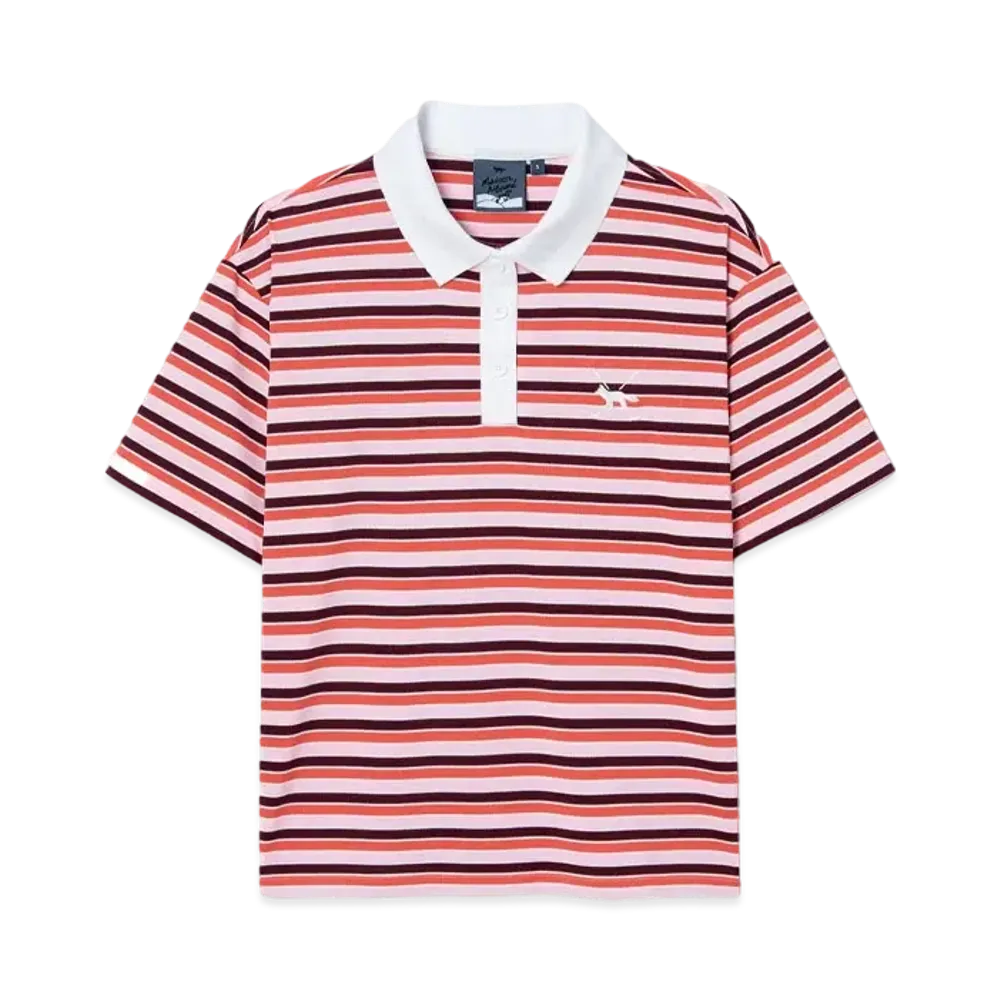 Maison Kitsune Golf Stripe Polo "Coral Pink"