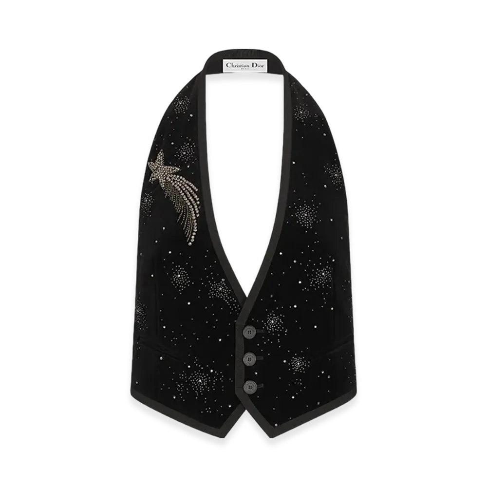 Dior Women's Cotton Velvet with Shooting Star Motif Vest "Black"