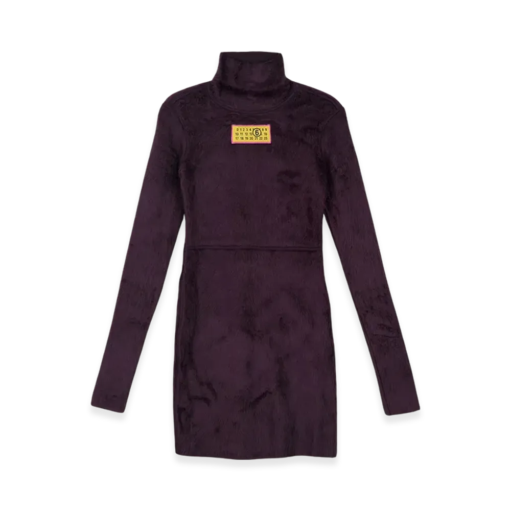 MM6 Maison Margiela Women's Fur-Effect Midi Dress "Dark Purple"