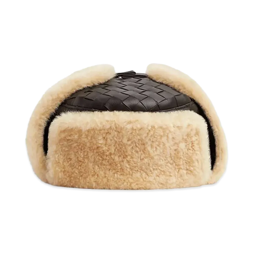 Bottega Veneta Intrecciato Leather Pilot Hat "Fondente/Dune"