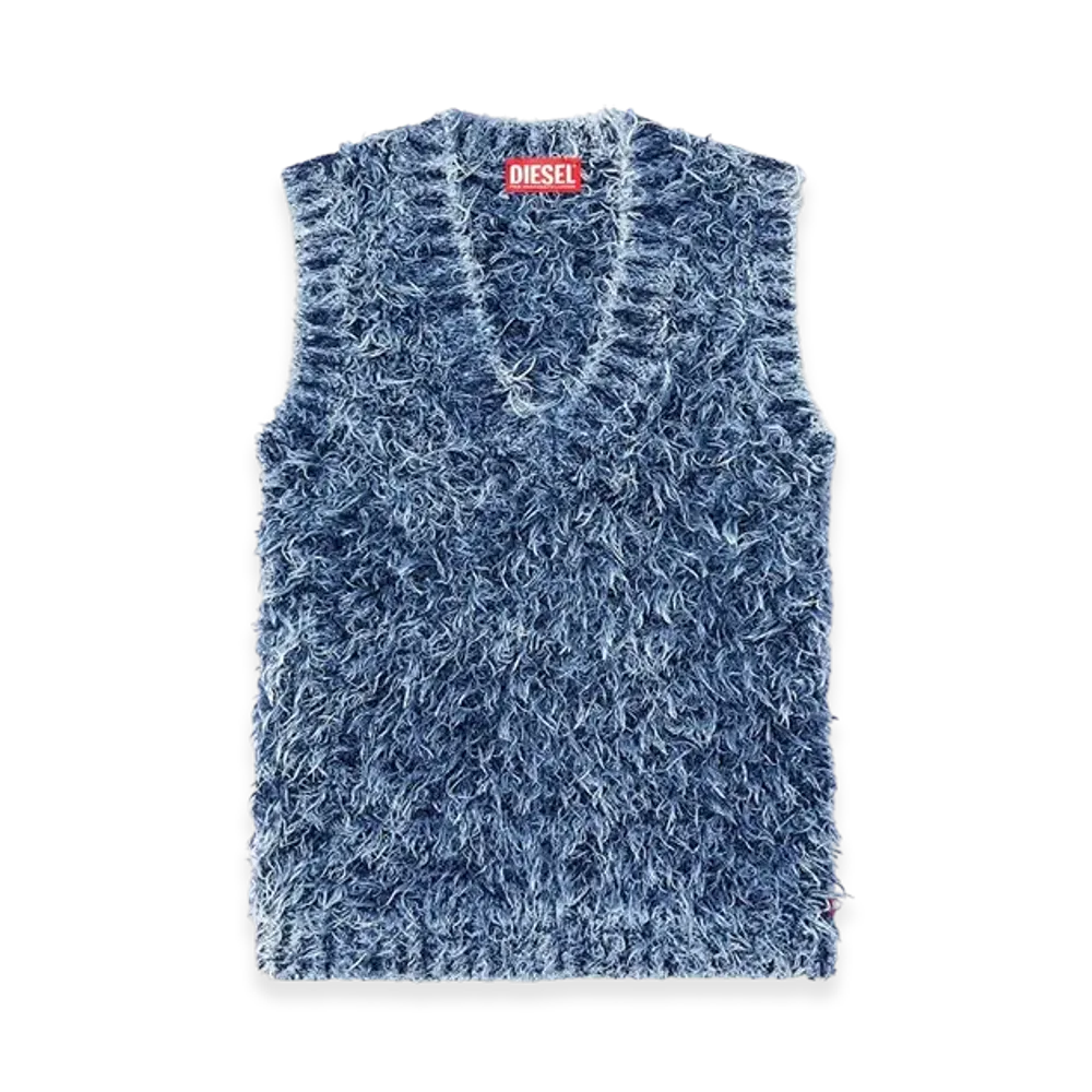 Diesel M-Delin Textured Knit Vest "Blue"
