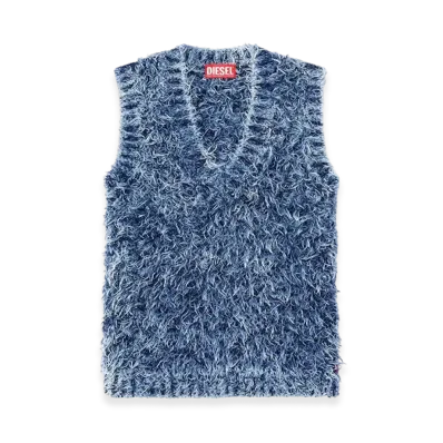 Diesel M-Delin Textured Knit Vest "Blue"