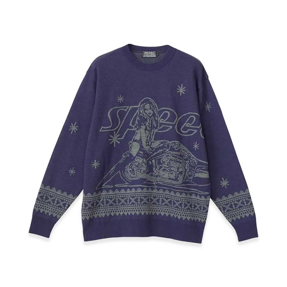 HYSTERIC GLAMOUR SPEEDSTER Jacquard Sweater "Navy"