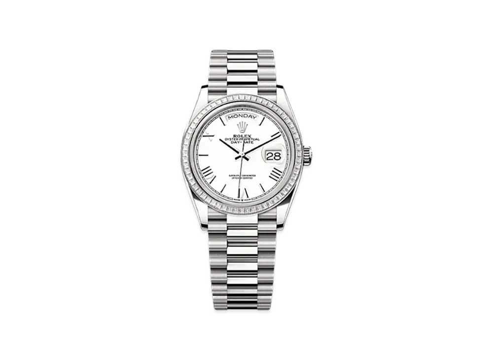 ROLEX Day-Date 36mm White Gold Diamond 128399TBR "White"
