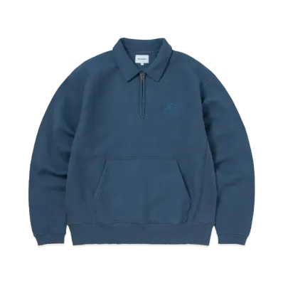 thisisneverthat Damaged Half Zip Polo Sweatshirt "Deep Water"