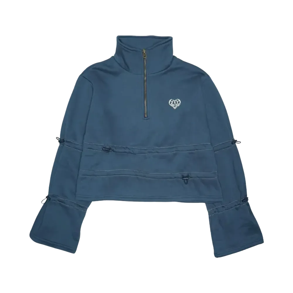 HTH Draw cord half zip sweat "BLUE"