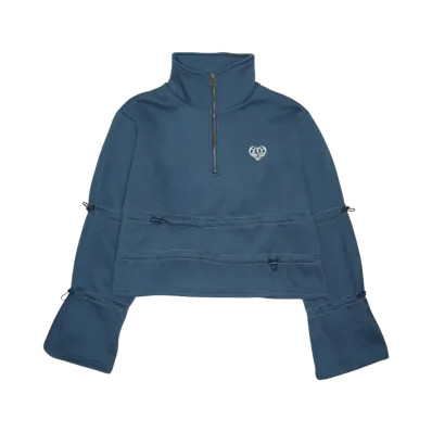 HTH Draw cord half zip sweat "BLUE"