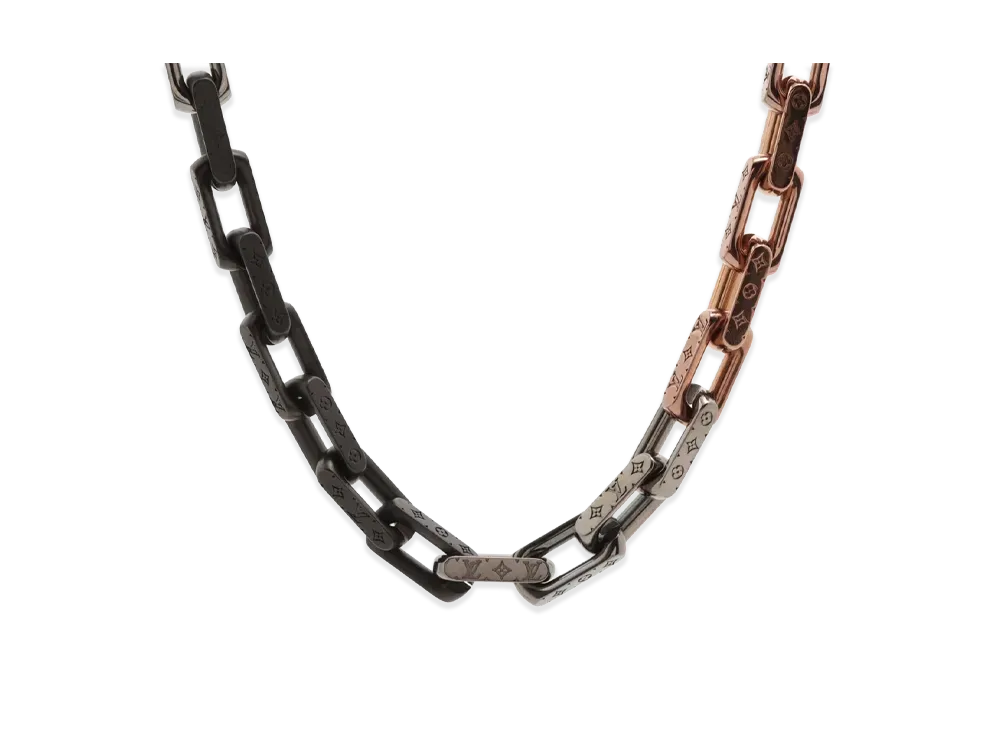 Louis Vuitton Collier Monogram Chain Necklace "Gold/Black"