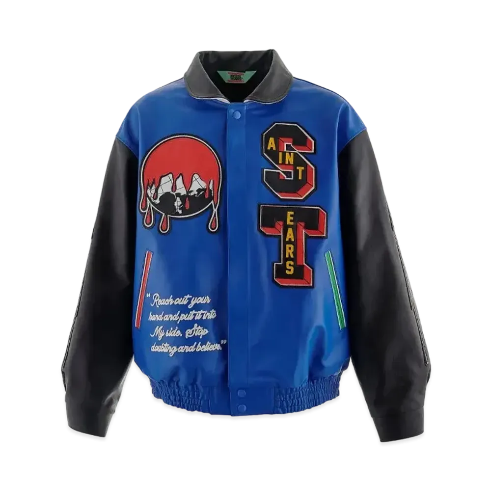 SAINT Mxxxxxx x DENIM TEARS Varsity Jacket H Grail "Blue"
