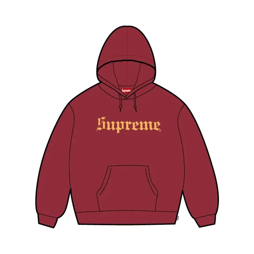 Supreme Washed Old English Hooded Sweatshirt "Cardinal"