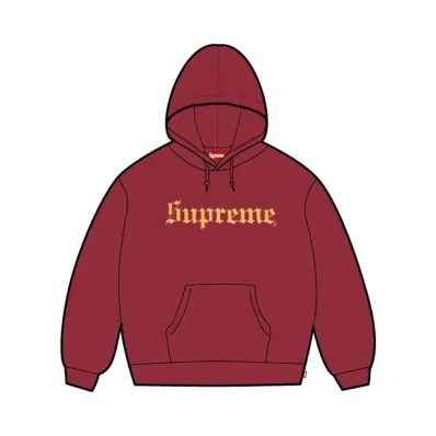 Supreme Washed Old English Hooded Sweatshirt "Cardinal"