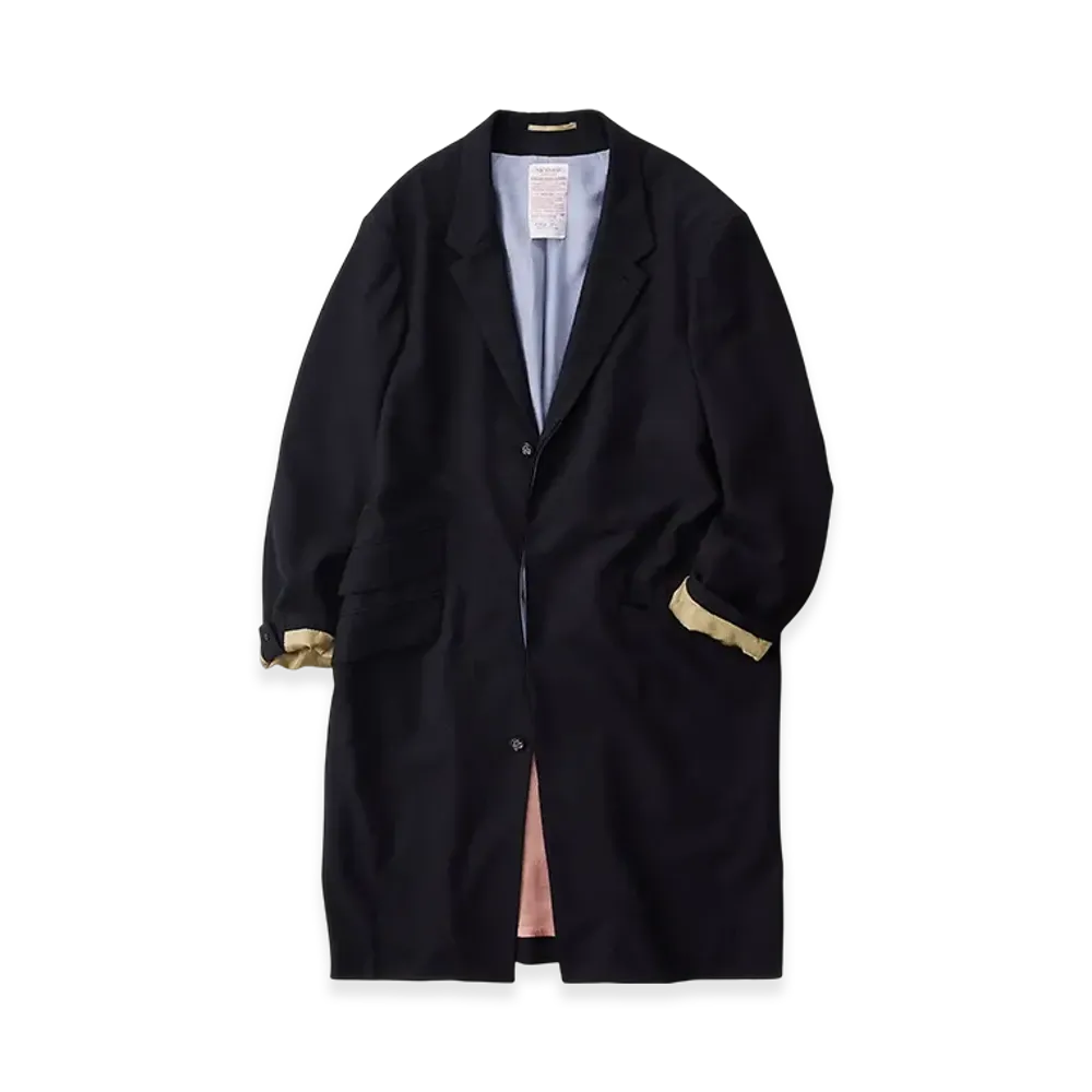 NICENESS Mensi Wool Silk Chambray Chester Coat "Midnight"