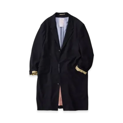 NICENESS Mensi Wool Silk Chambray Chester Coat "Midnight"