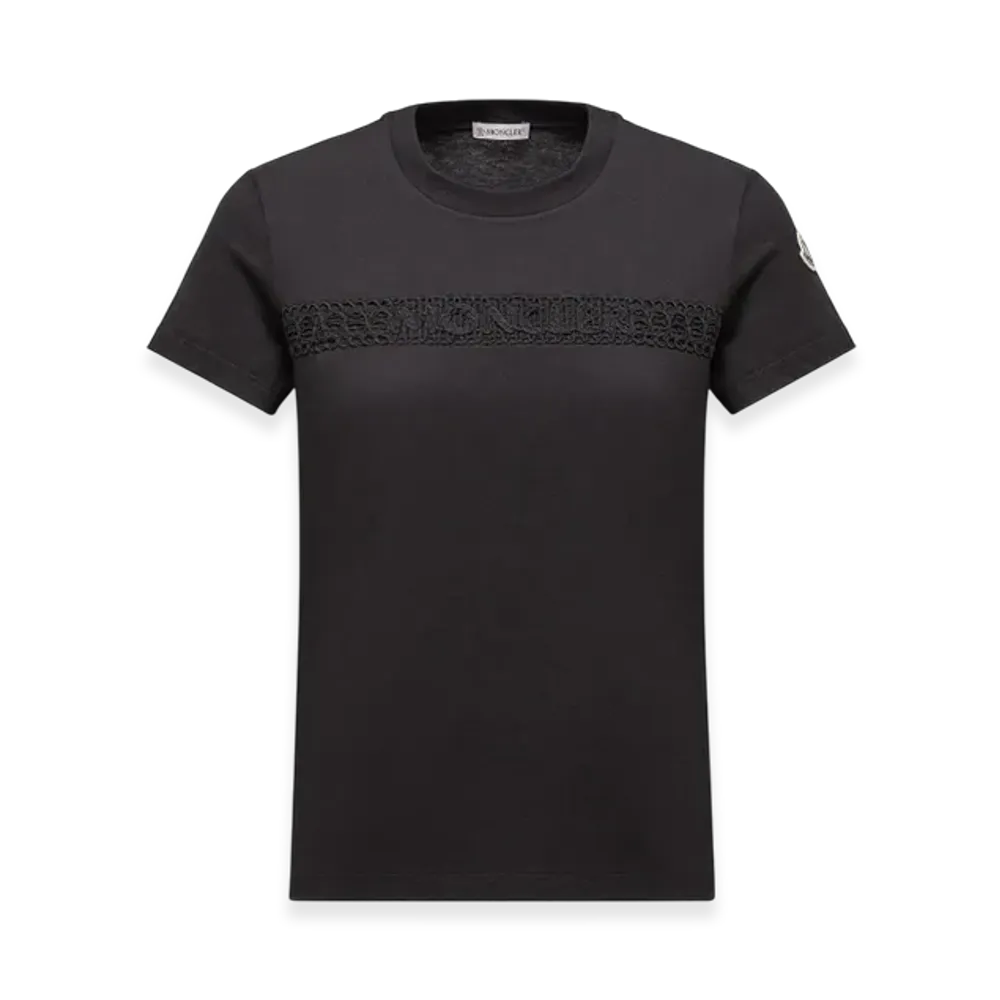 MONCLER Embroidered Logo Cotton T-Shirt "Black"
