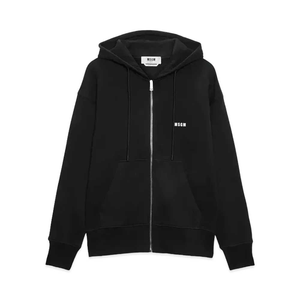 MSGM Cotton Sweatshirt With Screen Print "Black"