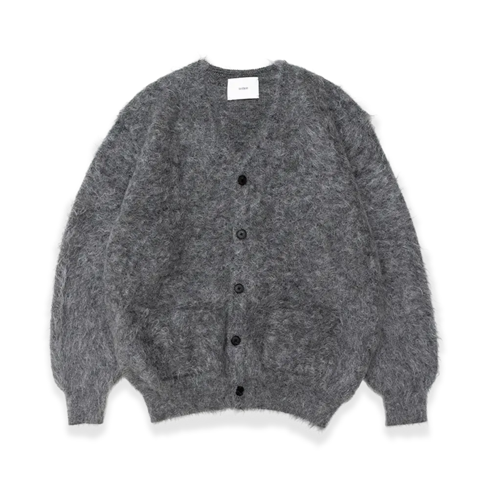ssstein Kid Mohair Knit V Neck Cardigan "Gray"