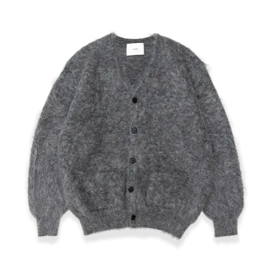 ssstein Kid Mohair Knit V Neck Cardigan "Gray"