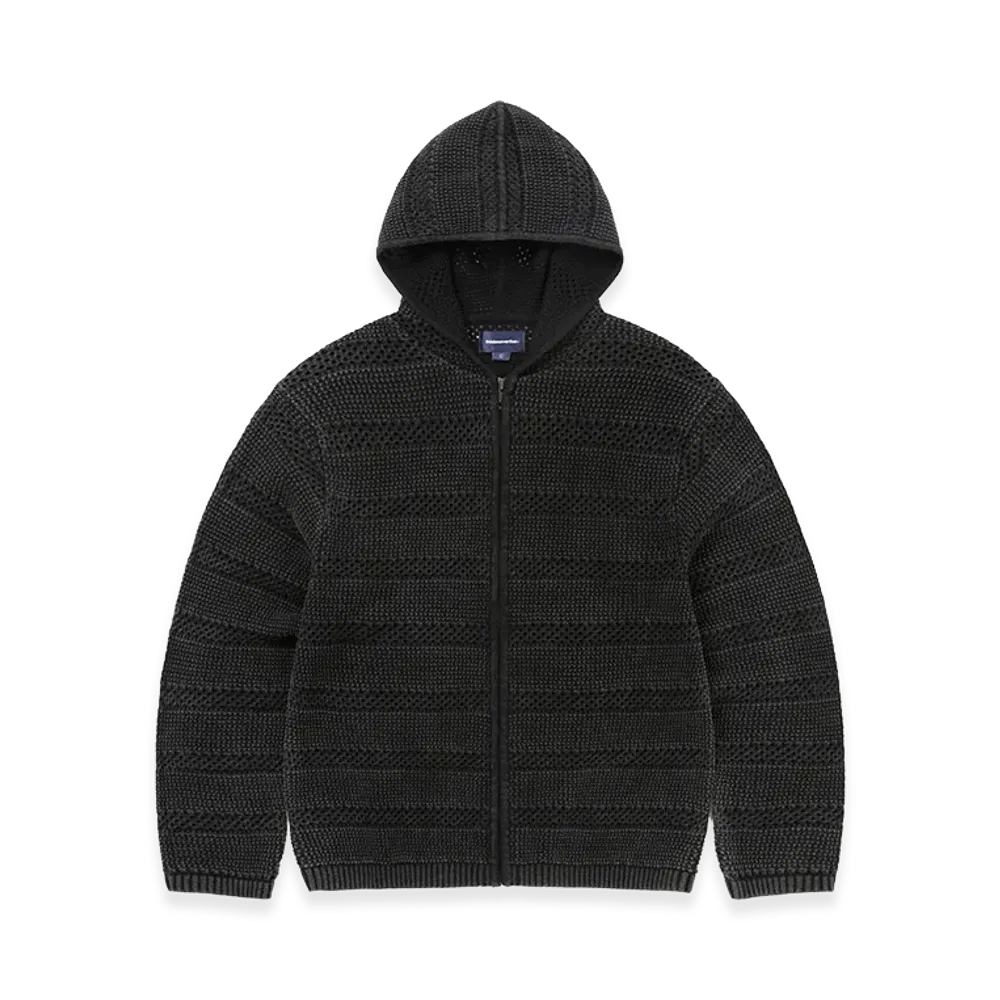 thisisneverthat Crochet Knit Zip Hoodie "Washed Black"